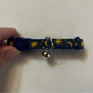 Blue and Yellow Cat Collar with Bell
